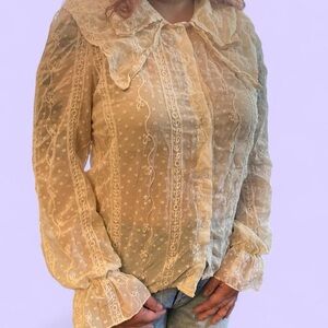 Romantic Cream Ruffle Blouse